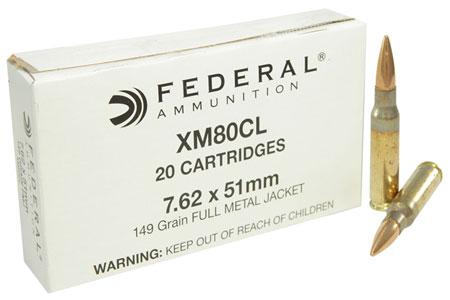 Federal 7.62x51 Xm80cl 149gr FMJ 20cartridges