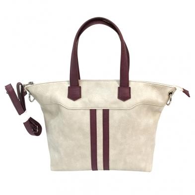 Satchel - Off White W/burgundy Trim