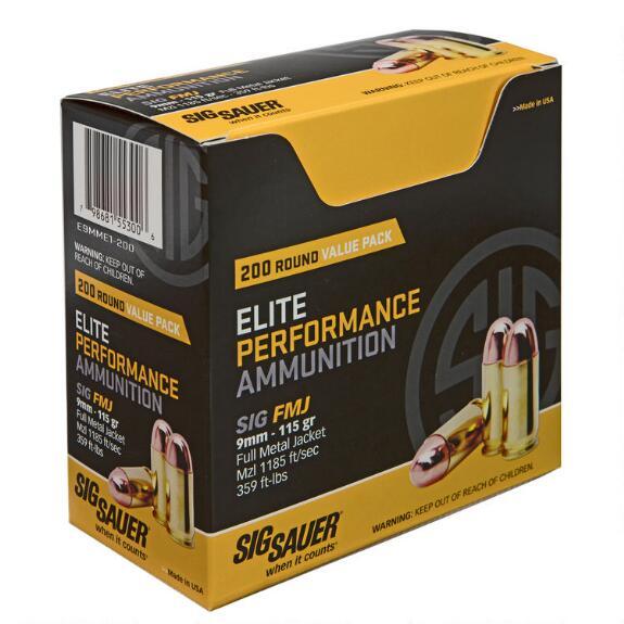 Sig 9mm 115gr FMJ Elite 200rd