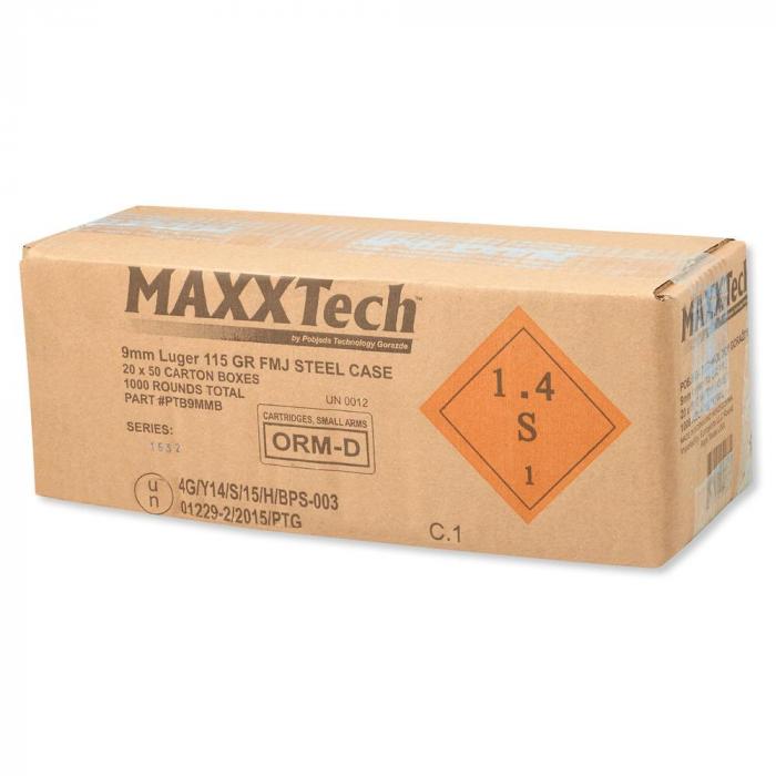 Maxxtech 9mm Luger 115gr FMJ Steel