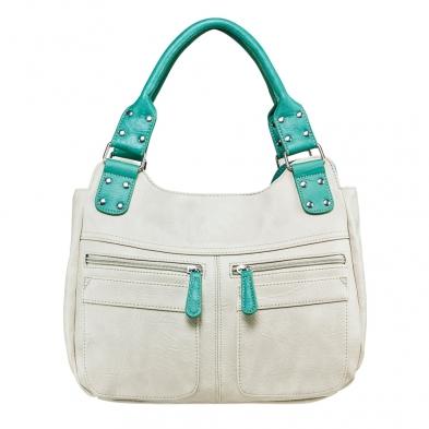 Hobo Bag - Off White W/seafoamtrim