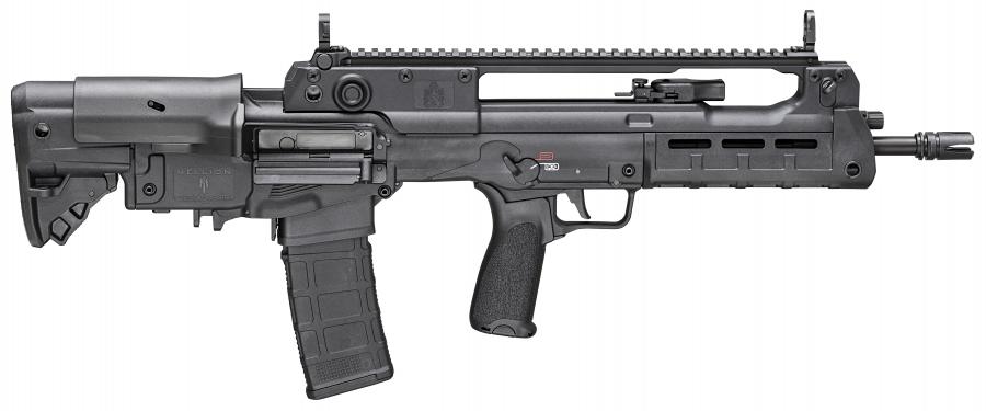 Springfield Hellion, Semi-automatic Rifle, Bullpup, 223 Remington/556NATO, 16" Hammer Forged Barrel, 1:7 Twist, 4 Prong Flash Hider, Matte Finish, Black, BCM MOD 3 Grip, 5-Position Adjustable Stock with Cheek Riser, Front/Rear Flip Sights, 2-Position Shor