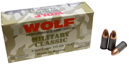Wolf Military Classic 115gr FMJ 50round