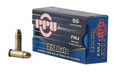 PPU .25 ACP 50gr FMJ 50-rds