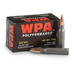 Wolf 308win 145gr FMJ Steel Case