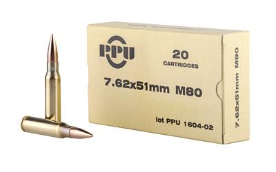 Ppu 7.62x51 145gr M80 Fmjbt 20/500